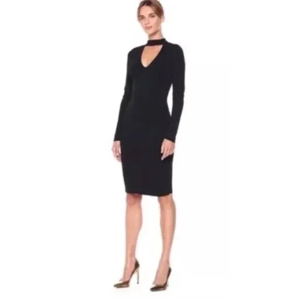 NWT Eliza J Black Choker Stretch Knit Long Sleeve Bodycon Dress - Picture 1 of 9